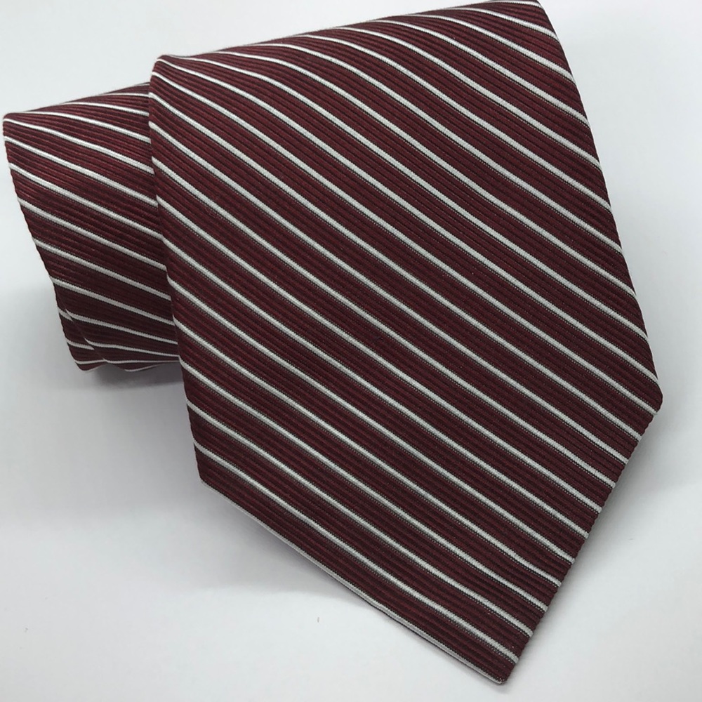 VTG Classic Ralph Lauren Striped Maroon Tie Silk